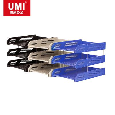 悠米(UMI)塑料文件座，三層 B15102GR 灰
